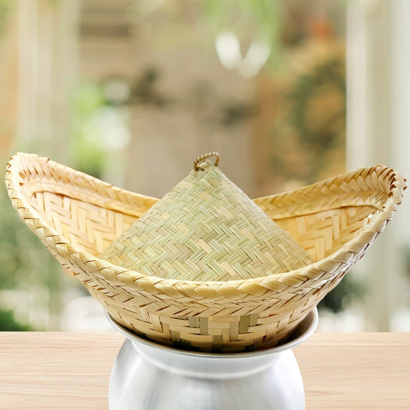 PANWA Traditional Sticky Rice Cooking Steamer Basket Wicker Lid Handcrafted Universal Fit for all Large    Wing and Round Baskets - Image 3